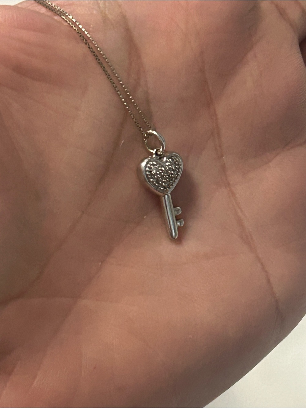 Kay Jewelers white gold Heart Key and Pave Heart Pendant Necklace with diamonds
